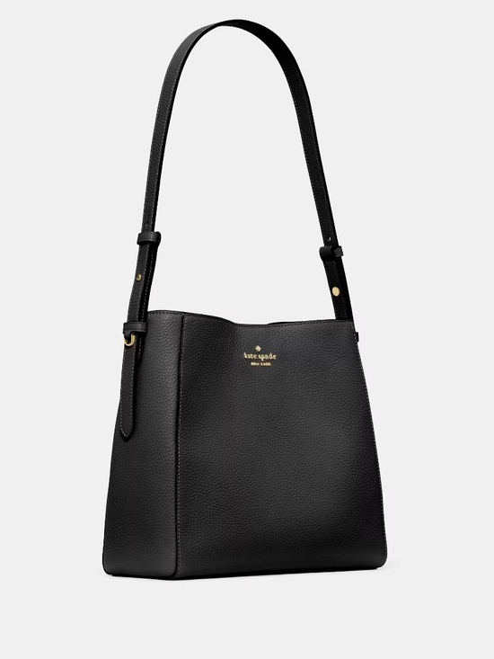 NWT Kate Spade BLACK Pebbled Leather Juliette Medium Bucket Shoulder Bag KM546 - Picture 3 of 5